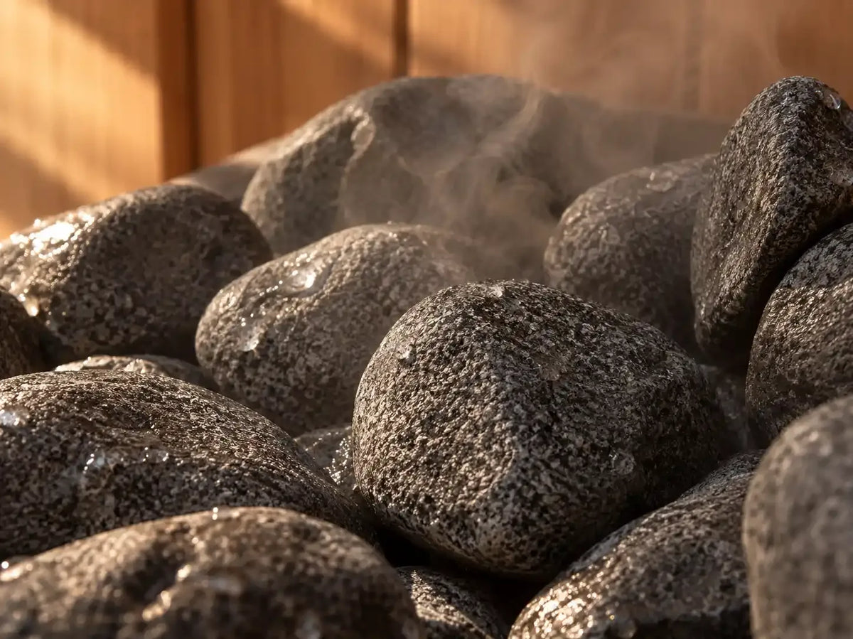 Sauna stones with steam