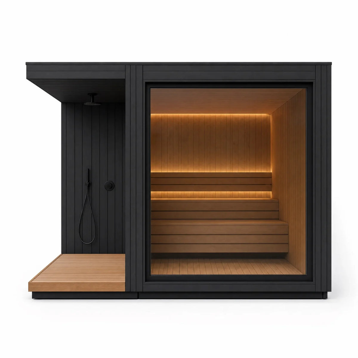 The Cabin with timber backrests and low-glare lighting
