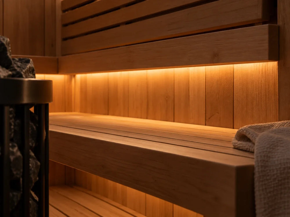 Low-glare lighting under the benches