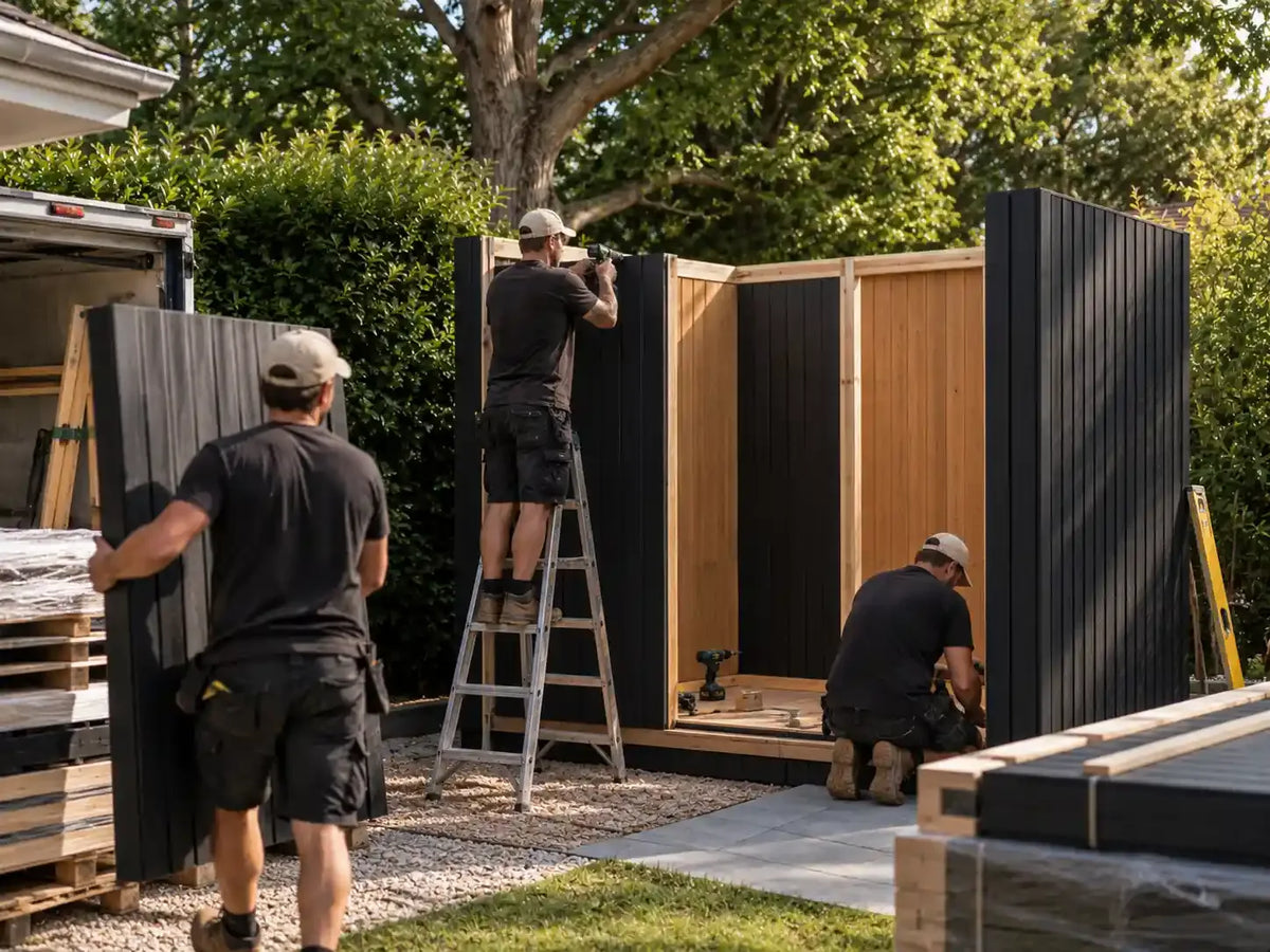 Sauna panels going up on site